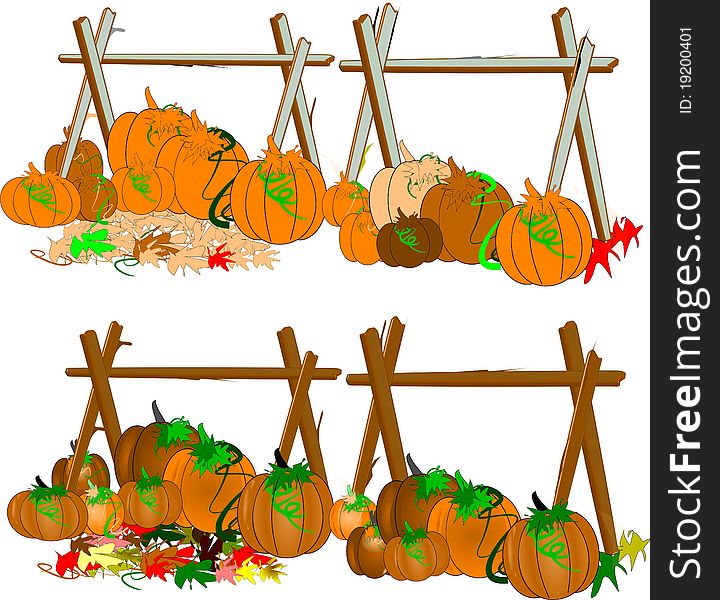 Pumpkins Under A Fence