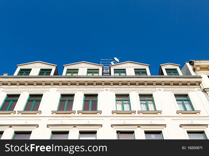 Old historical buildings in Leipzig - beautiful windows