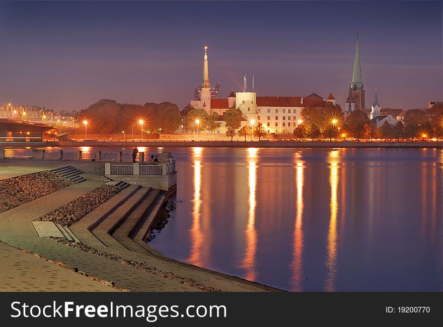 Quay of Daugava river in Riga, Latvia. Quay of Daugava river in Riga, Latvia.