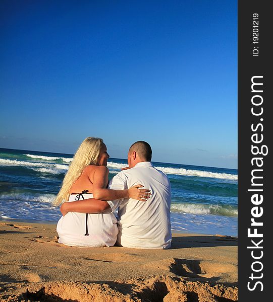 Couple on caribbean beach