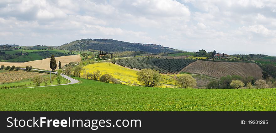 Italian landscape, Tuscany, panoramic view