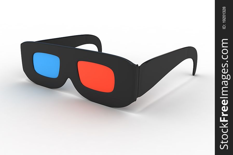 Glasses for 3d movie on white. Glasses for 3d movie on white