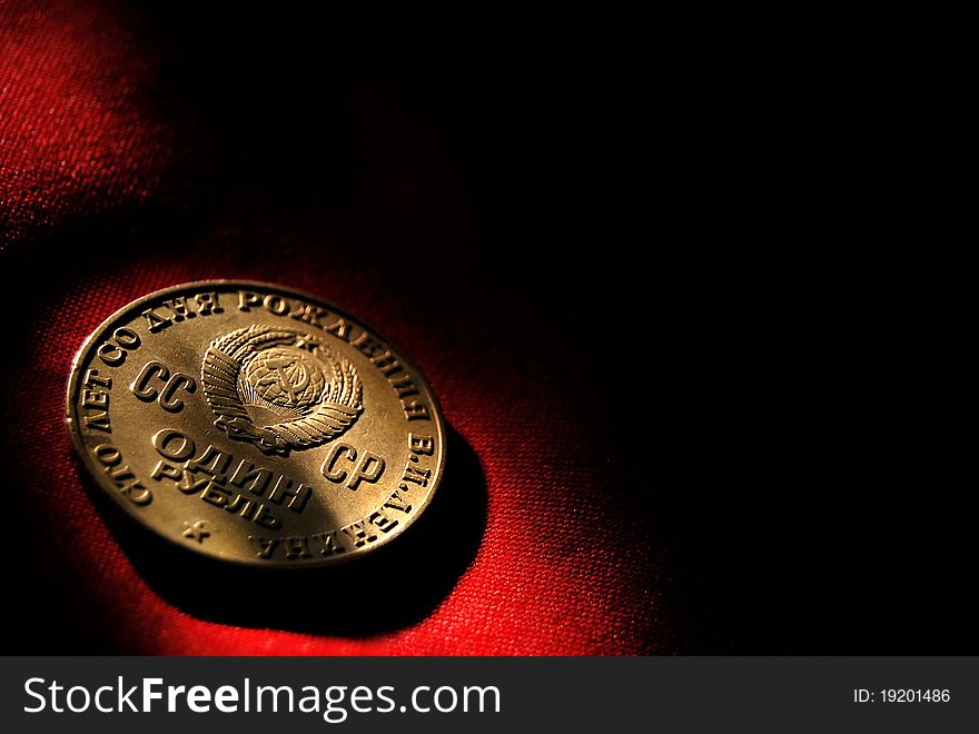 An old russian coin in a still life photograph