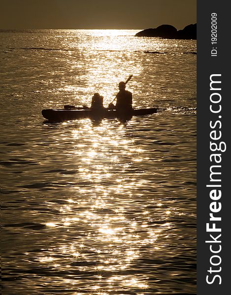 Kayaking Silhoutte