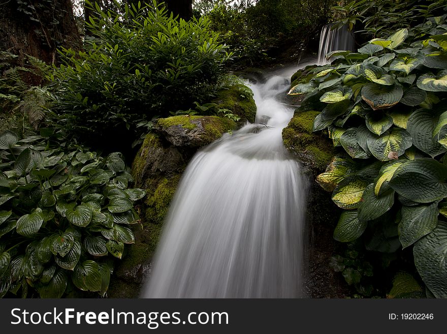Waterfall In The Rainforest In British Columbia