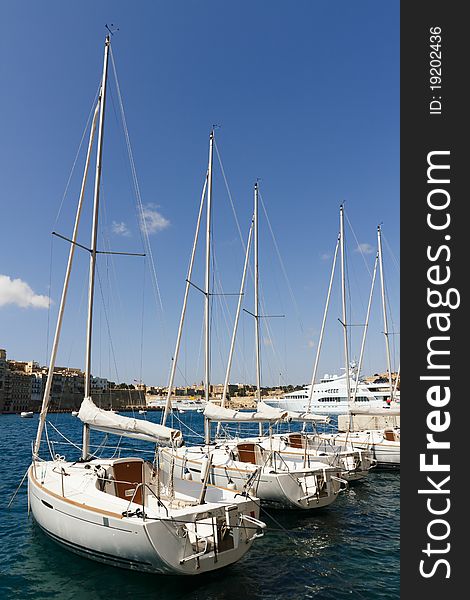 Sailboats at the Vittoriosa marina in Malta