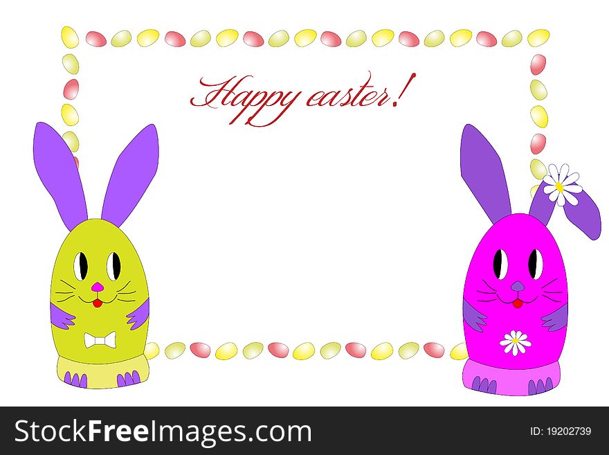Easter bunny with colorful eggs. Easter bunny with colorful eggs