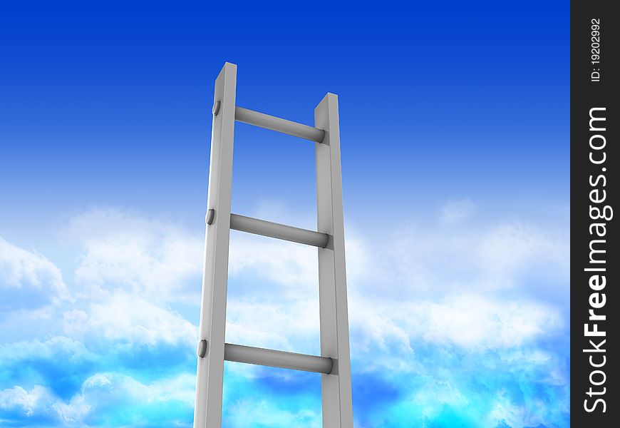 3d illustration of ladder in heaven