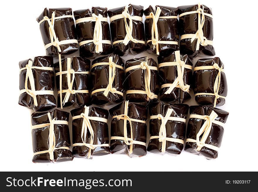 Tie package of thai style caramel one of thai sweet snack