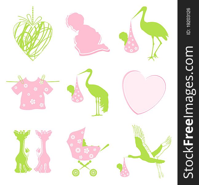 Set of icons on a children theme. A illustration. Set of icons on a children theme. A illustration