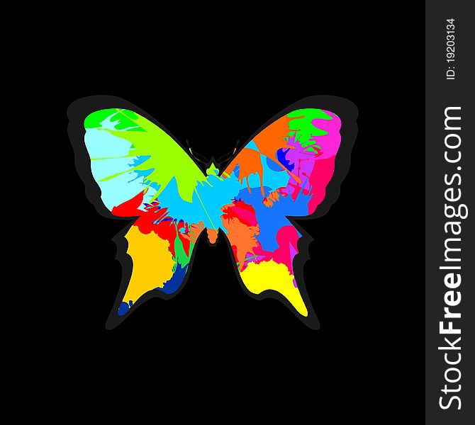 The acid butterfly on a black background. A illustration. The acid butterfly on a black background. A illustration