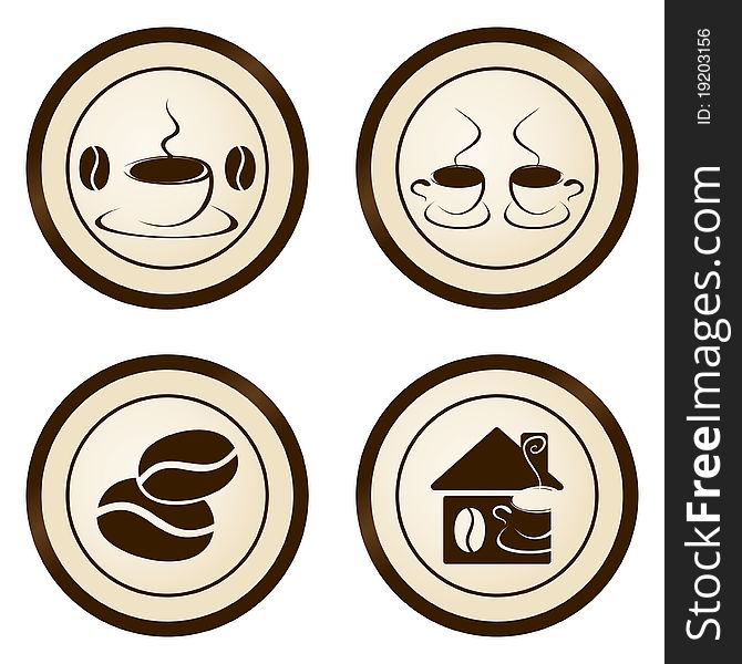 Sticker on a coffee theme. A illustration. Sticker on a coffee theme. A illustration