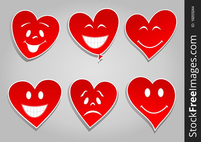 Smiles in the form of red hearts. A  illustration. Smiles in the form of red hearts. A  illustration