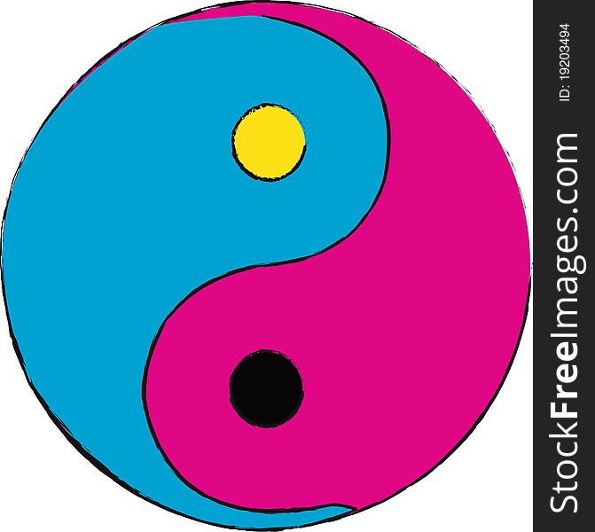 Color theory co-laps with the Chinese symbol. Color theory co-laps with the Chinese symbol