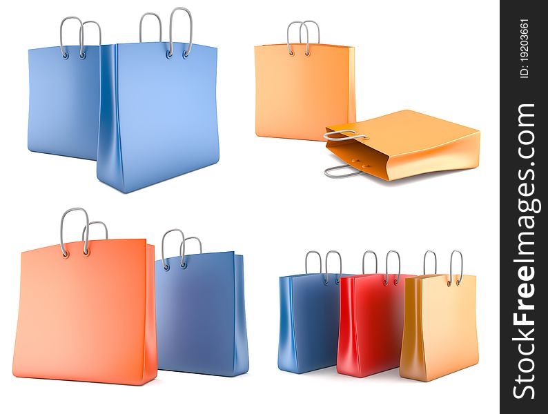 Set of shopping bags isolated on white background