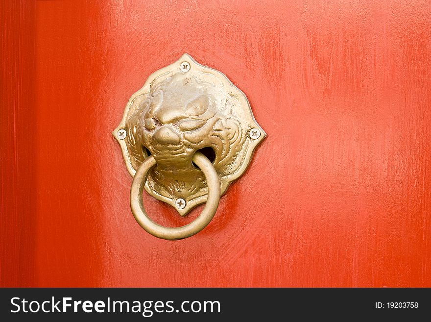 A Red China traditional door. A Red China traditional door