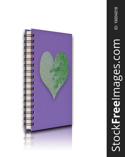 Blank cover notebook with reflection floor on white background