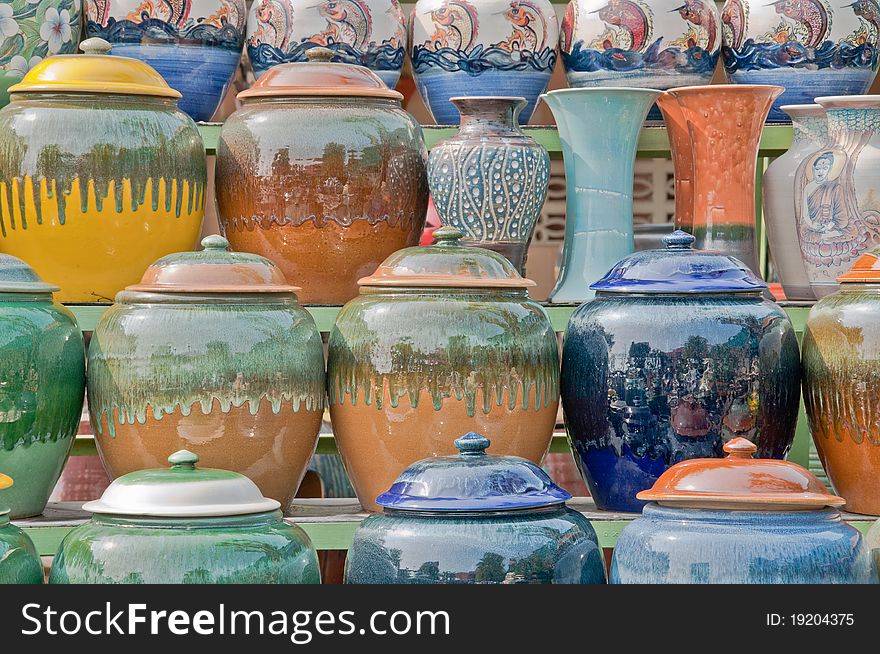 Traditional Thai Pottery on the Market. Traditional Thai Pottery on the Market