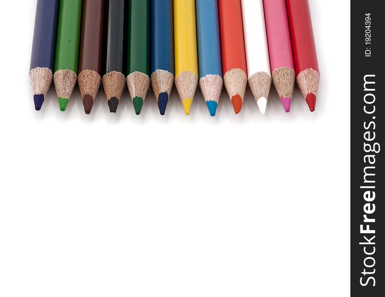 Color pencil isolated on white background for art work