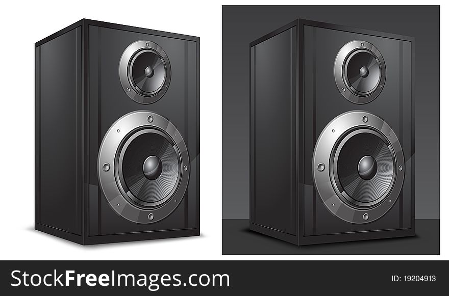 Acoustic system of black color on white background,  illustration. Acoustic system of black color on white background,  illustration