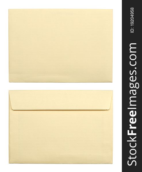 Close up of a two beige envelopes