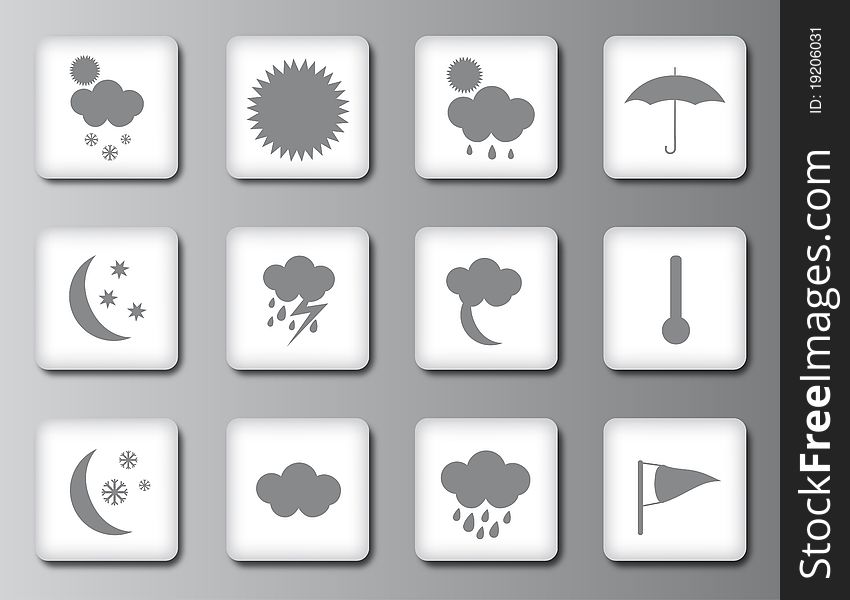 Weather icon set 2, collection of 12 pieces