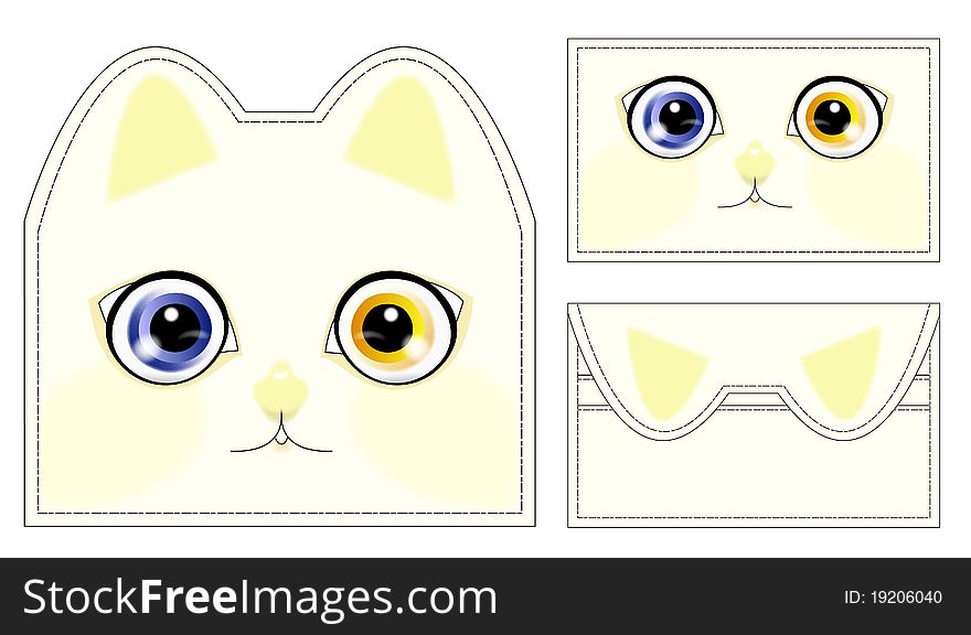 Abstract cat wallet on white