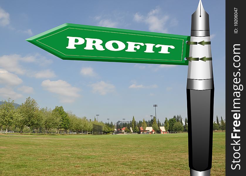 Profit fountain pen road sign