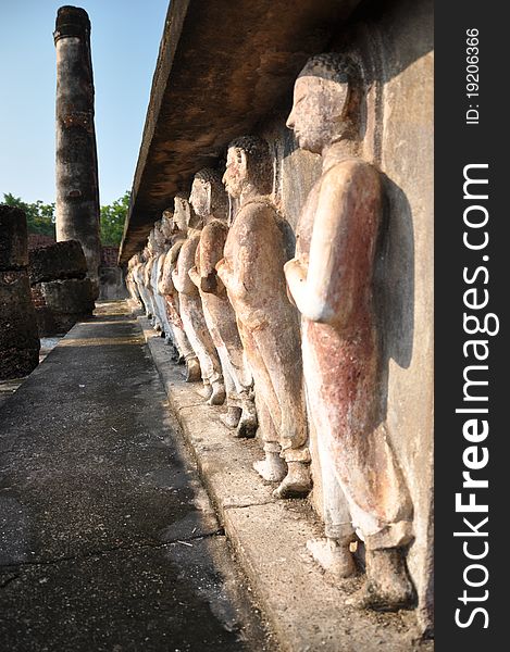 Buddha statue at Wat Mahathat.Sukhothai,thailand