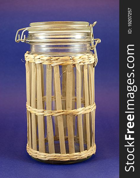 Glass jar with airtight closure and bamboo. Glass jar with airtight closure and bamboo