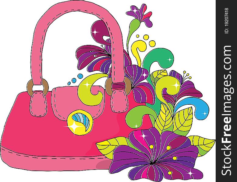 The female bag decorated with bright flowers. The female bag decorated with bright flowers.