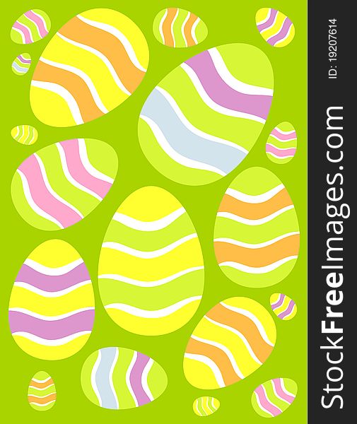 Colorful Easter eggs over green background illustration. Colorful Easter eggs over green background illustration