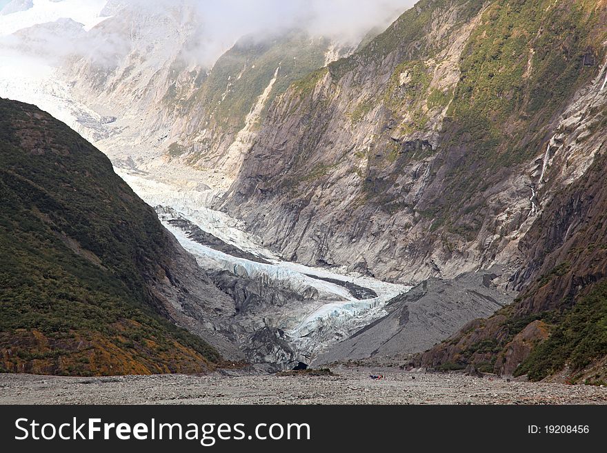 Franz Josef Glacier in Westland National Park of New Zealand's South Island. Southern Alps mountains.