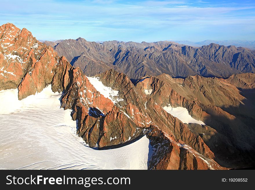 Landscape of southern alpine alps from top of Mount cook in New Zealand. Landscape of southern alpine alps from top of Mount cook in New Zealand