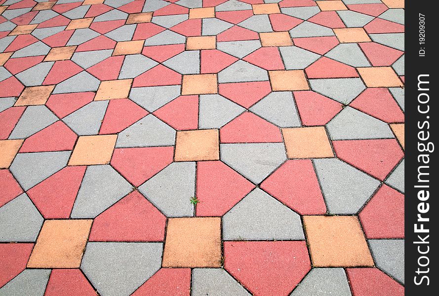 Pattern on the ground sorted by colorful graphic designs