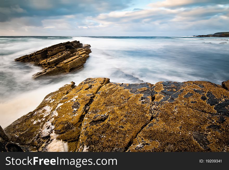Stones in the ocean, scotland coast