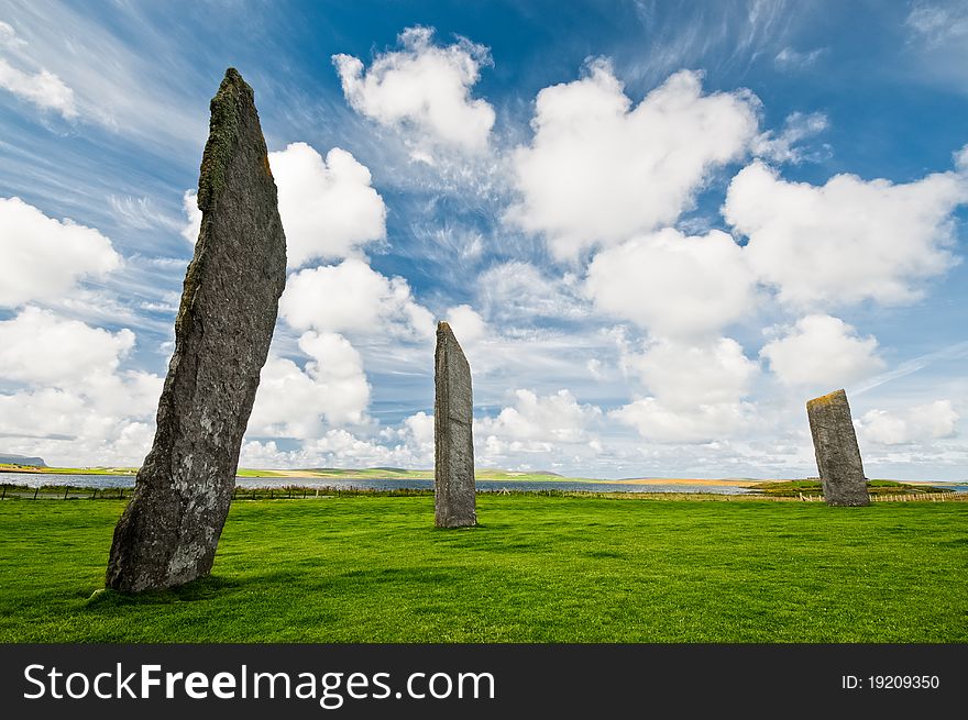 Standing stones of stenness in scotland, orkney island