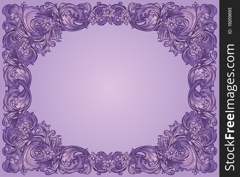 Violet floral background, the style of the Renaissance