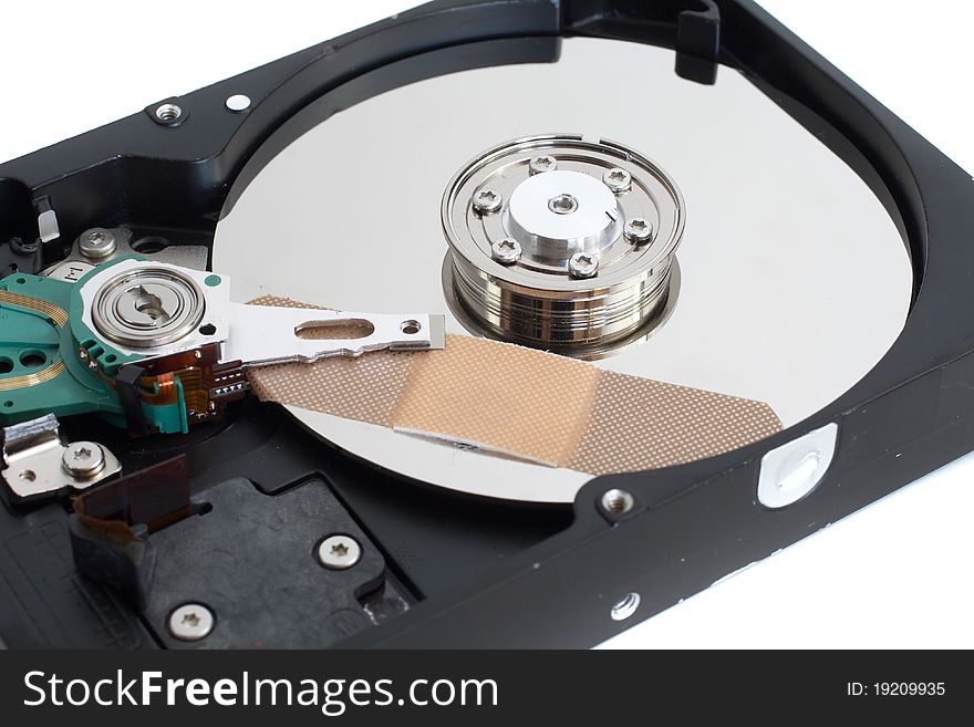 Bandage on a Hard Disk Drive Closeup