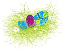 Eastern Rabbit Searching Eggs Color Stock Images