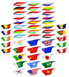 Flags Of The Different Countries. Stock Photo