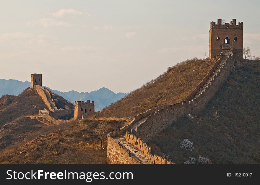 Mountain landscape and the Great Wall, China