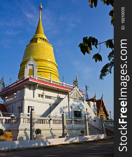 Golden pagoda in the temple in Thailand. Golden pagoda in the temple in Thailand