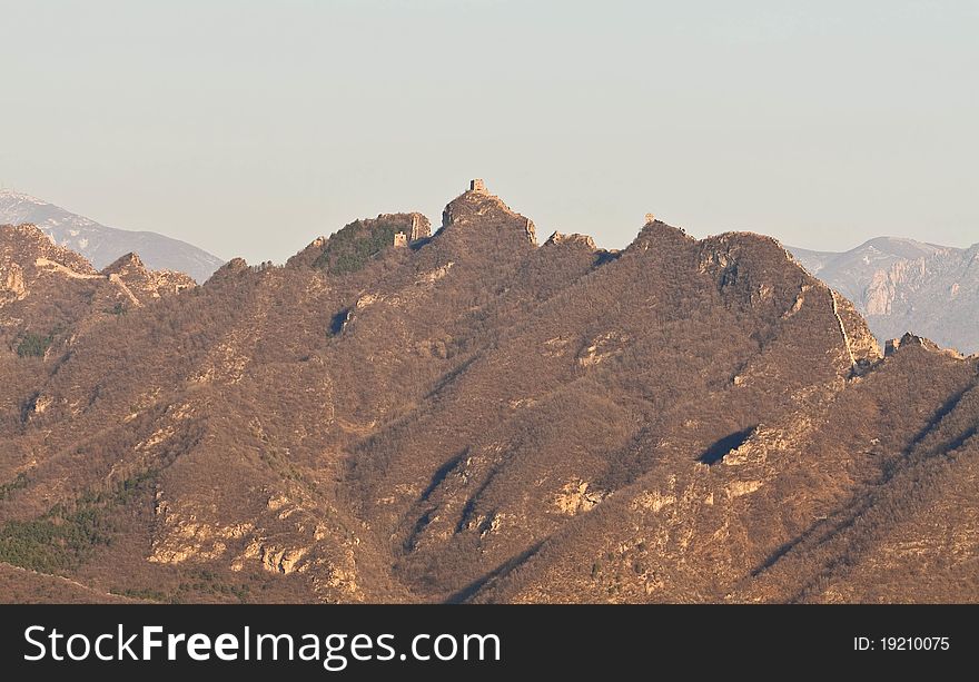 Mountain landscape and the Great Wall, China