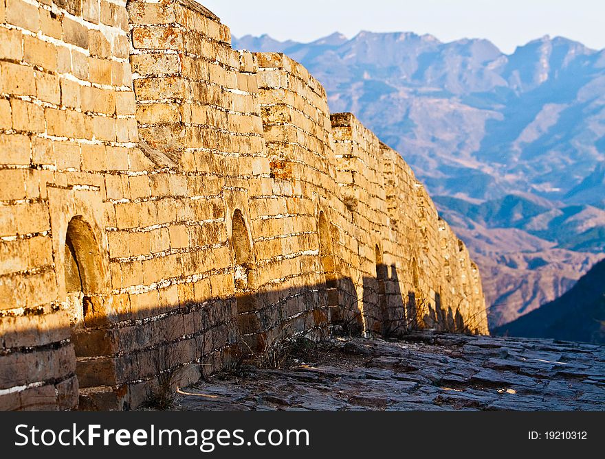 Mountain landscape and the Great Wall, China