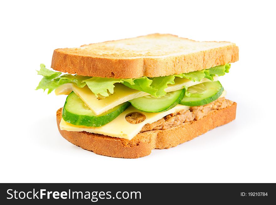 Fresh sandwich on white background. Fresh sandwich on white background