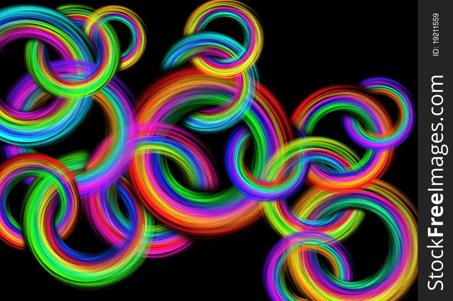 Background art with colored rings that are intertwined. Background art with colored rings that are intertwined
