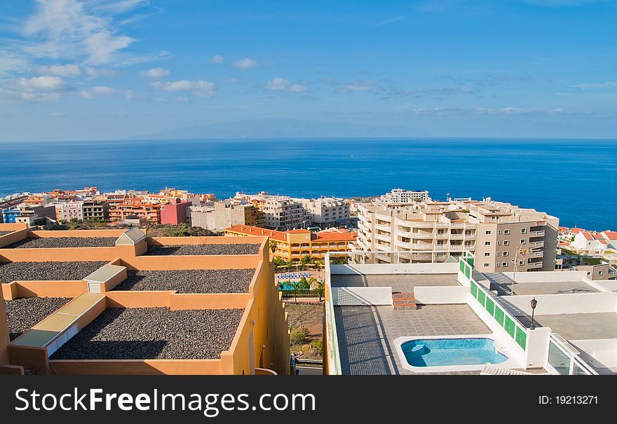 A view out over the water in Tenerife, Spain. A view out over the water in Tenerife, Spain