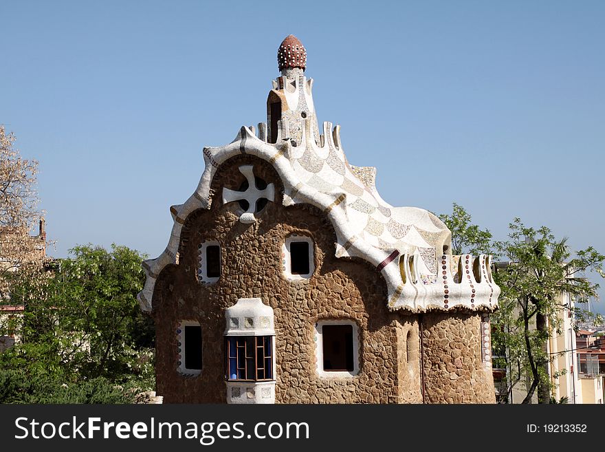 The Building In Park Guell In Barcelona