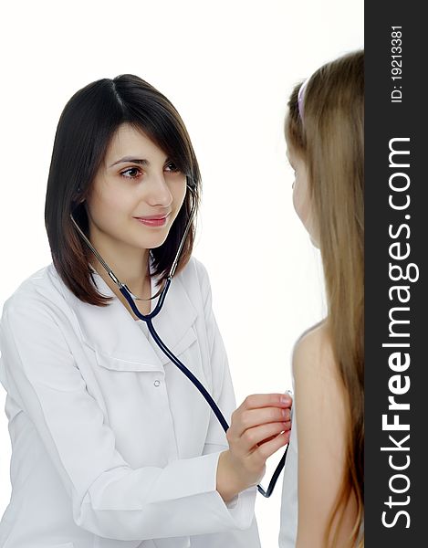An image of a young female doctor and a patient